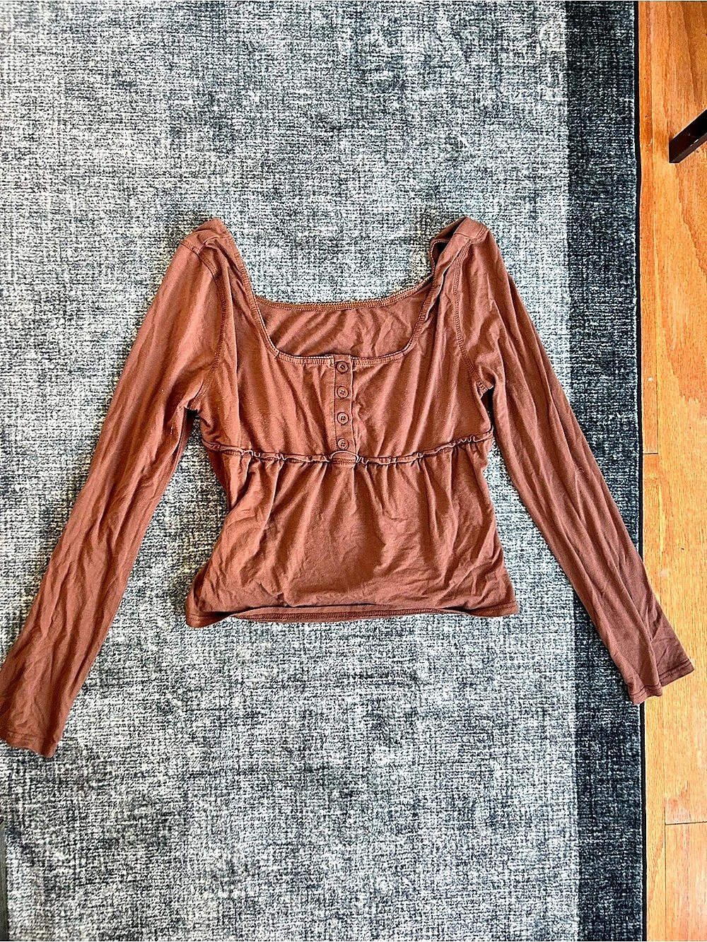 Long Sleeve Brown Blouse Size Large